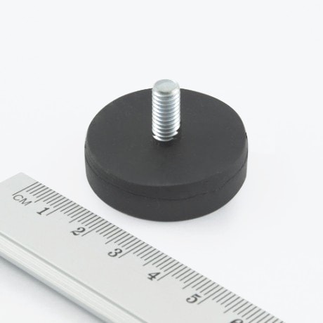 Magnet v puzdre s vonkajším závitom 31x6 mm pogumovaný