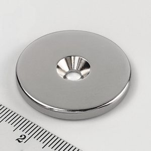 Neodýmový magnet valec 34x4 mm s dierou M4