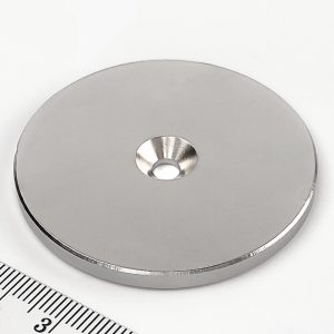 Neodýmový magnet valec 50x4 mm s dierou M4