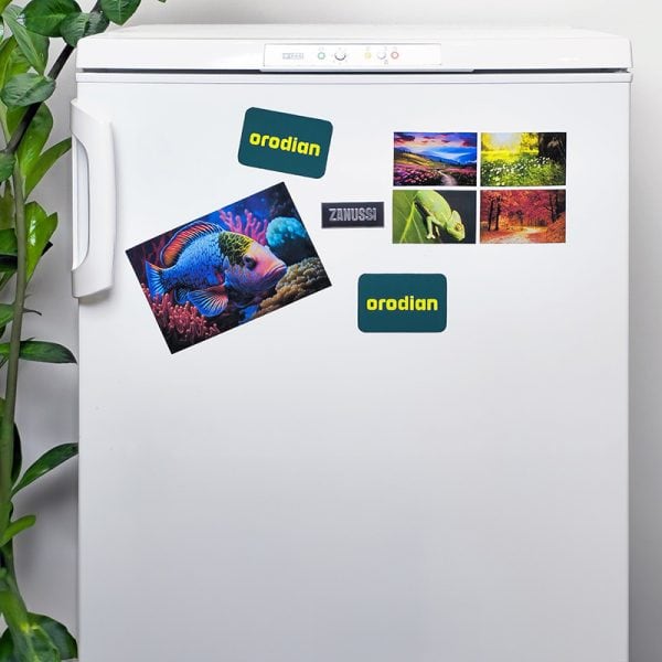 doma vyrobené magnetky (pomocou magnetického papiera) na chladničke