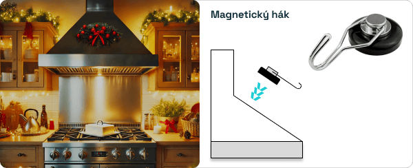 článok čarovné magnetické Vianoce - vianočný veniec na digestore